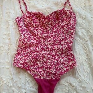 ZARA pink and floral body suit